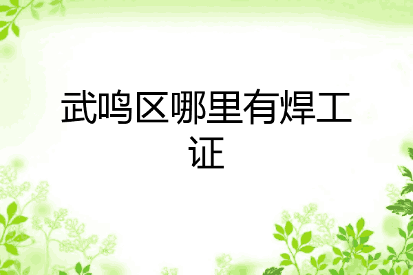 武鸣区哪里有焊工证