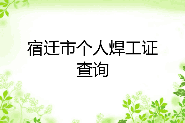 宿迁市个人焊工证查询