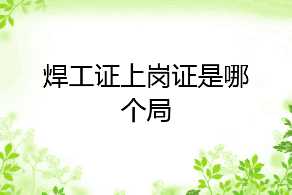 焊工证上岗证是哪个局