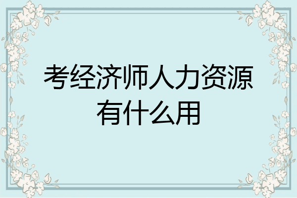 考经济师人力资源有什么用