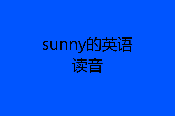 sunny的英语读音