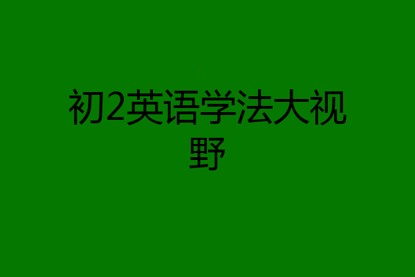 初2英语学法大视野