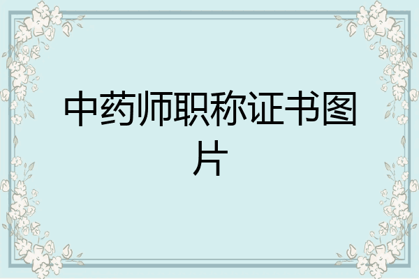 中药师职称证书图片