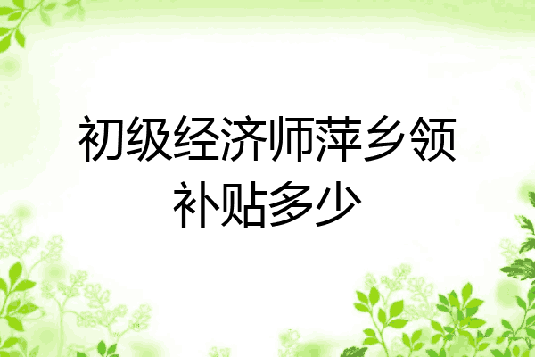 初级经济师萍乡领补贴多少