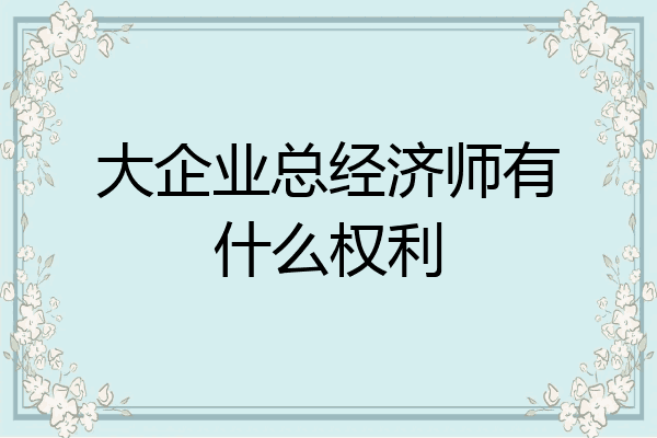 大企业总经济师有什么权利