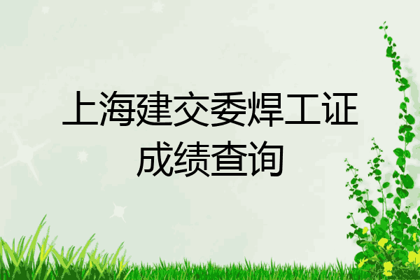 上海建交委焊工证成绩查询