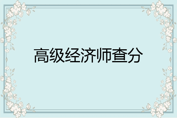 高级经济师查分
