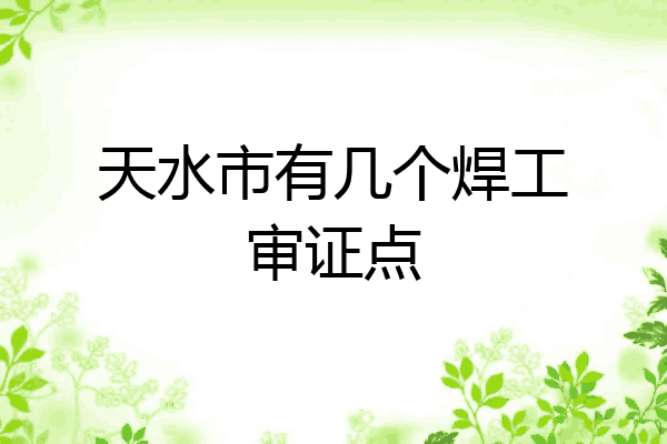 天水市有几个焊工审证点