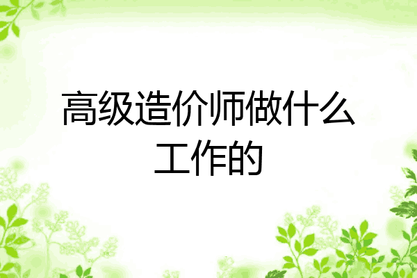 高级造价师做什么工作的