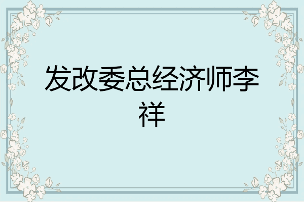发改委总经济师李祥