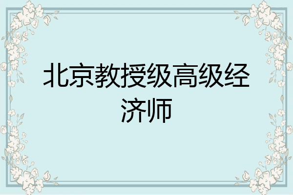 北京教授级高级经济师