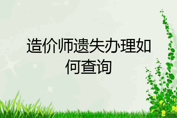 造价师遗失办理如何查询