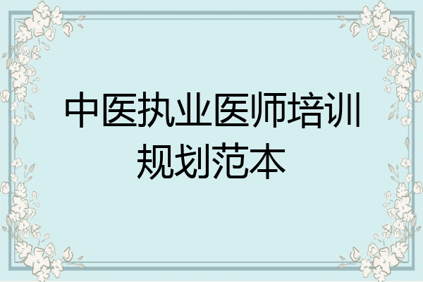 中医执业医师培训规划范本