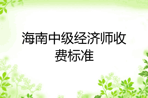 海南中级经济师收费标准