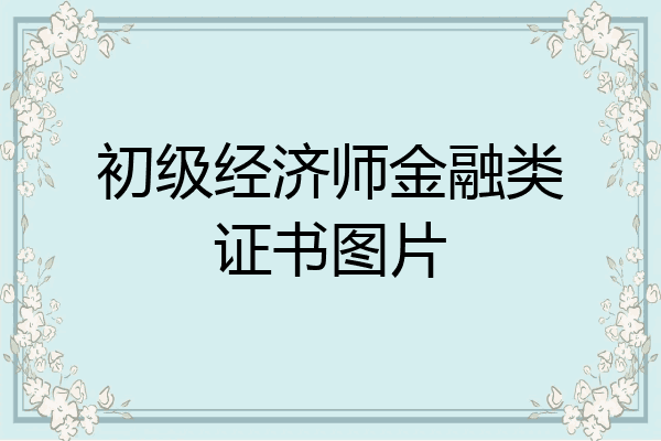 初级经济师金融类证书图片