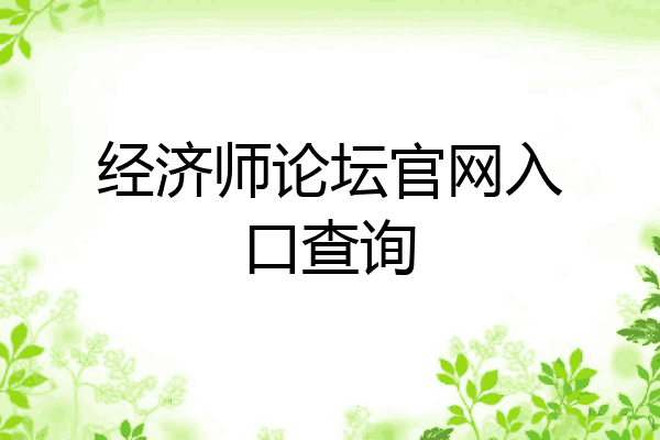 经济师论坛官网入口查询