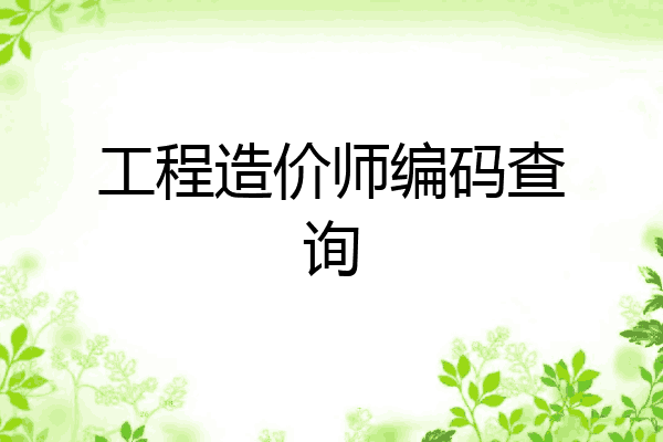 工程造价师编码查询