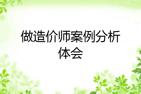 做造价师案例分析体会