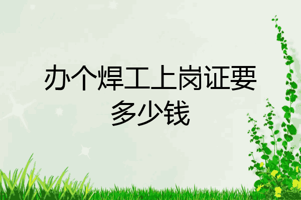 办个焊工上岗证要多少钱
