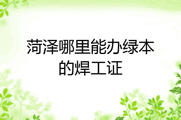 菏泽哪里能办绿本的焊工证