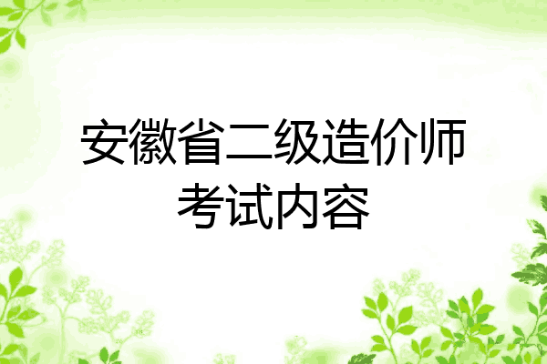 安徽省二级造价师考试内容
