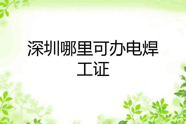 深圳哪里可办电焊工证