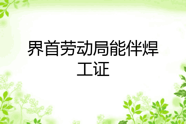界首劳动局能伴焊工证