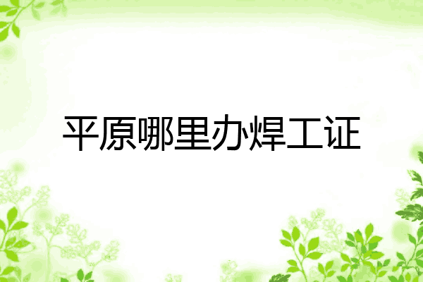 平原哪里办焊工证