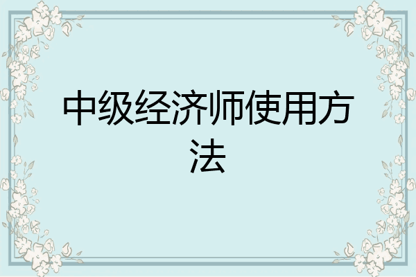 中级经济师使用方法