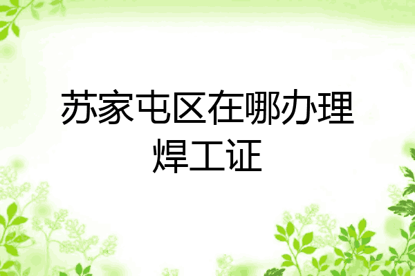 苏家屯区在哪办理焊工证