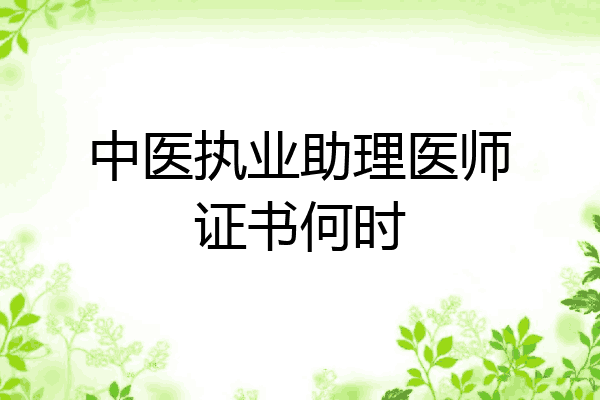 中医执业助理医师证书何时