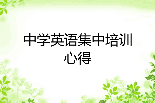 中学英语集中培训心得