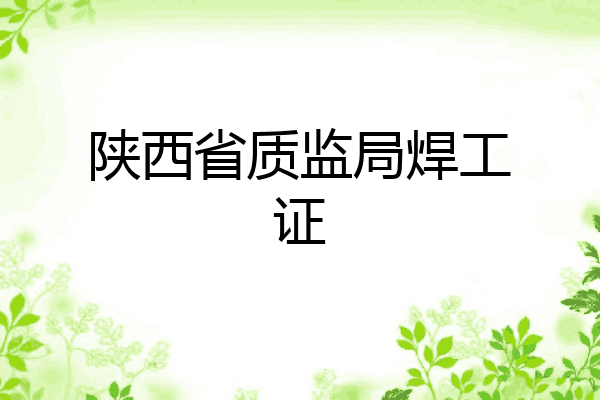 陕西省质监局焊工证