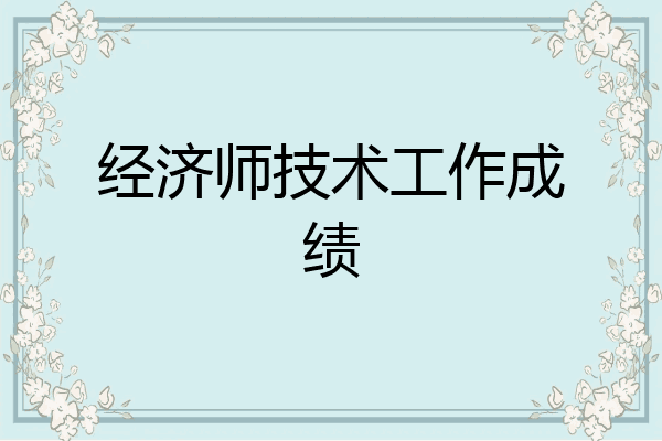 经济师技术工作成绩
