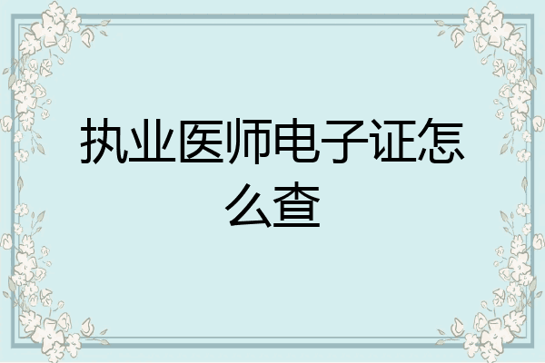 执业医师电子证怎么查