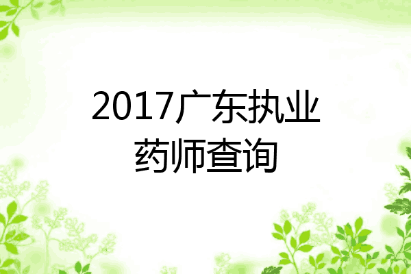 2017广东执业药师查询