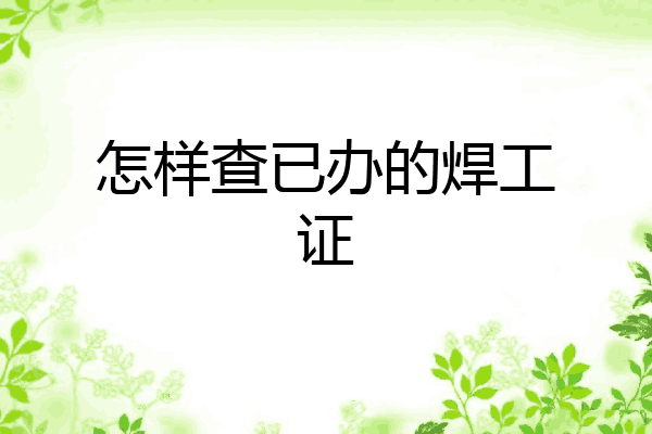 怎样查已办的焊工证