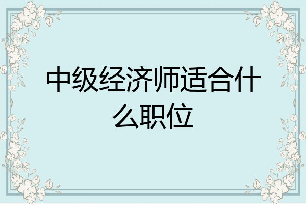 中级经济师适合什么职位