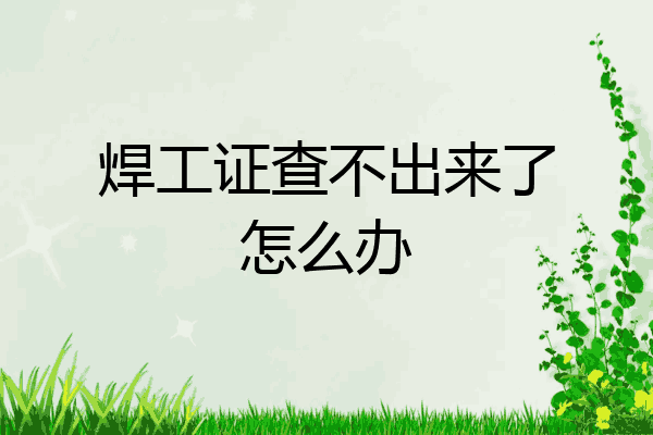 焊工证查不出来了怎么办