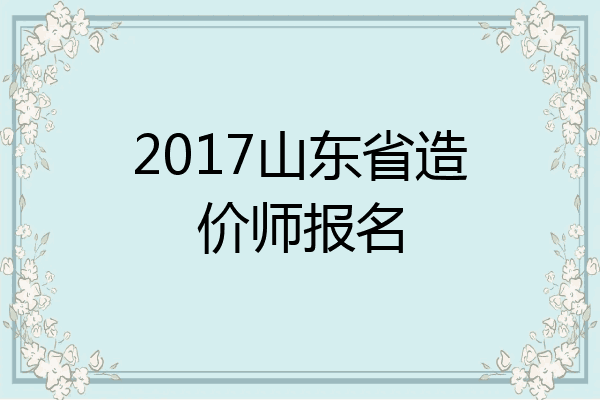 2017山东省造价师报名