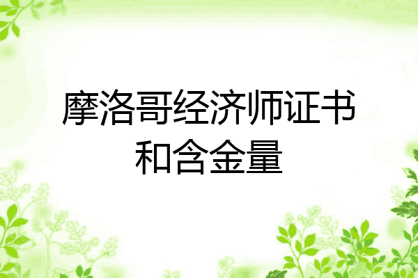 摩洛哥经济师证书和含金量