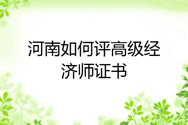 河南如何评高级经济师证书