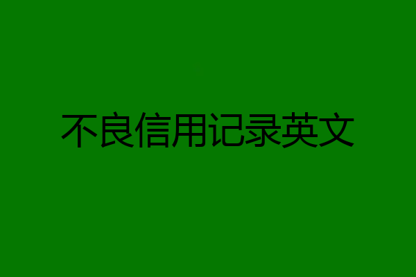 不良信用记录英文