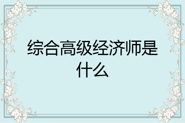 综合高级经济师是什么