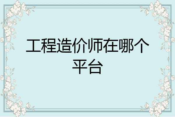 工程造价师在哪个平台
