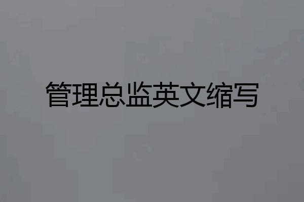 管理总监英文缩写
