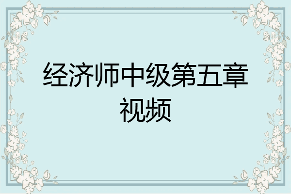 经济师中级第五章视频