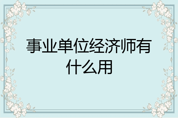 事业单位经济师有什么用