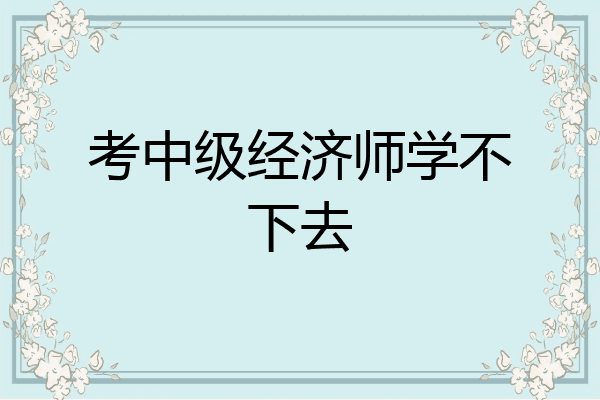 考中级经济师学不下去