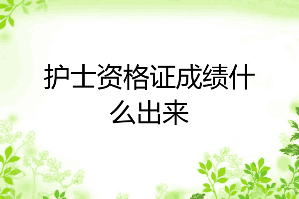 护士资格证成绩什么出来